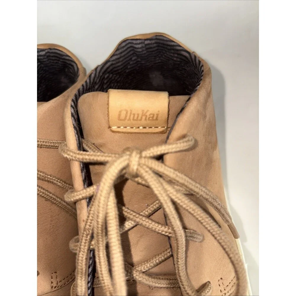 Mens OluKai Papaku 'Ili Tan Nubuck Leather Chukka Waterproof Boots US9.5 EU42.5